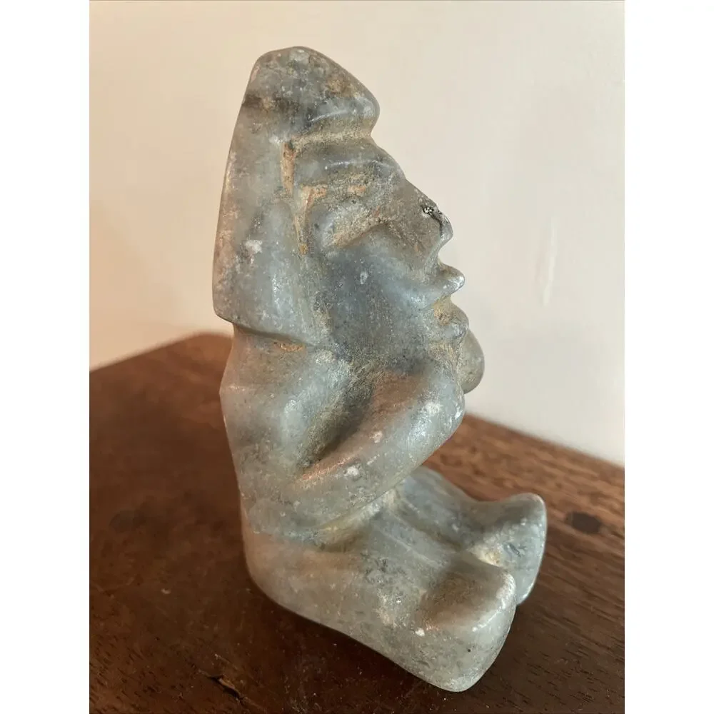 Pre- Colombian Stone Carved Aztec Mayan Warrior, Sculpture